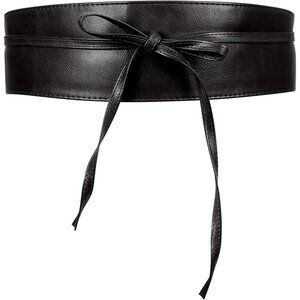 Women Black Fashion Leather Wide  Fashion Wrap Waist Belt for Ladies